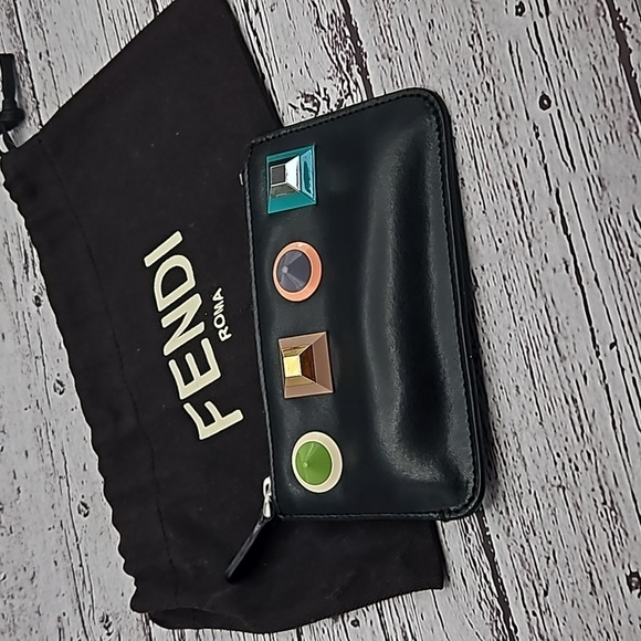 Fendi Handbags - Fendi Black Rainbow Multi Leather Coin and Key Case - 8AP151 - with dust bag